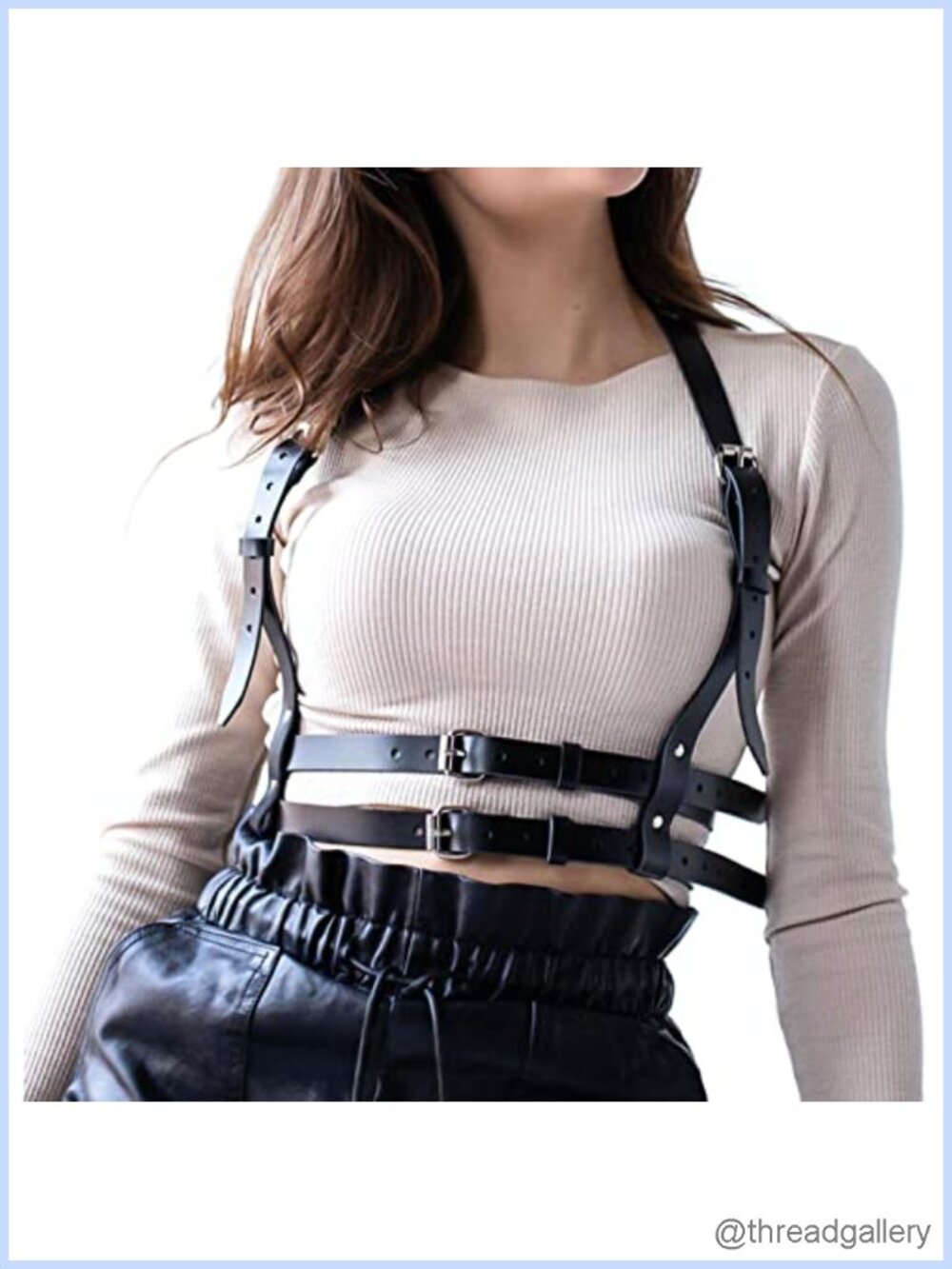 Punk Faux Leather Harness Belt Adjustable Waist Goth Party Accessory